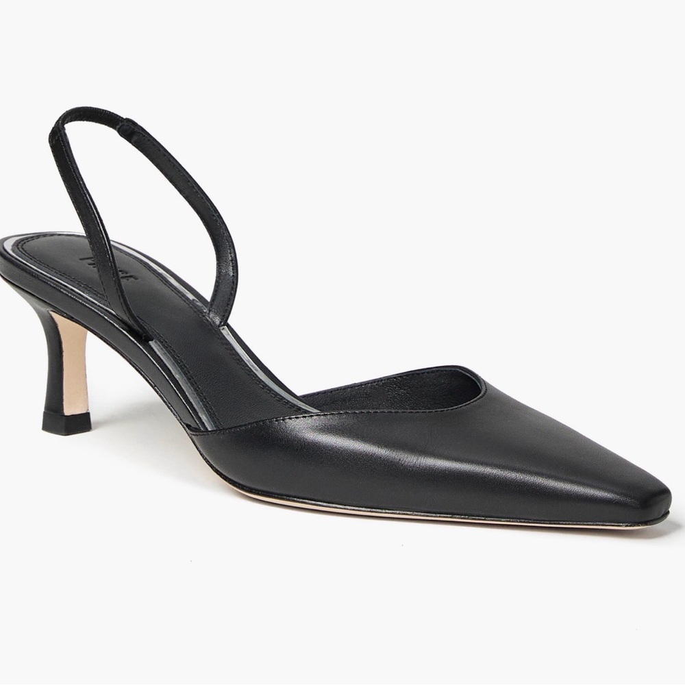 PAIGE Wren Elegant Black Leather Slingback Pointy Toe Heels